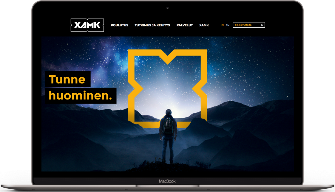 XAMK:n verkkopalvelu kannettavan näytöllä