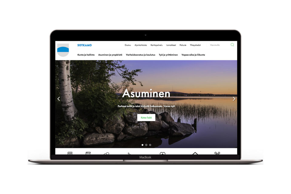 Sotkamon kunnan kuntasivusto kannettavan näytöllä